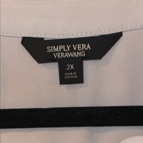 Simply Vera Vera Wang Light Pink Tunic with Navy Sleeve Embroidery - Picture 2 of 7